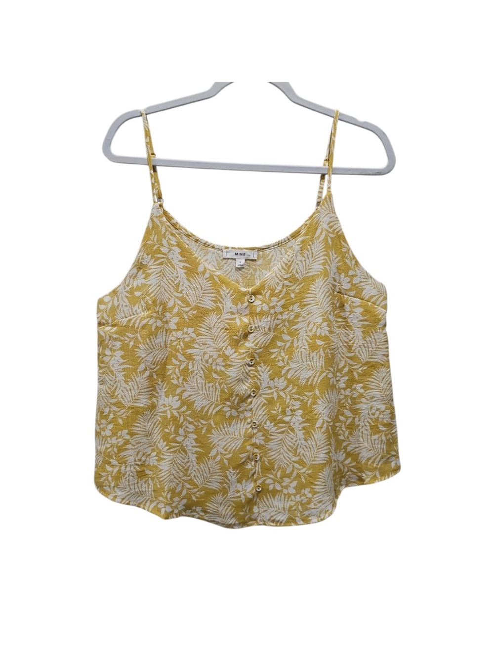 Anthropologie Yellow and White Floral Button-Front Cami